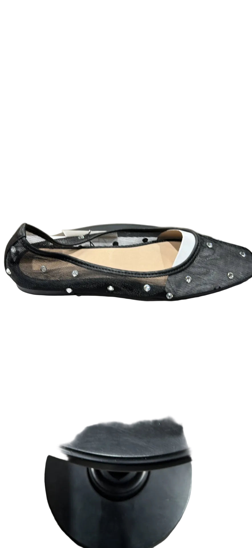 The Drop Women’s Black Mesh Rhinestone Ballet Flats – New