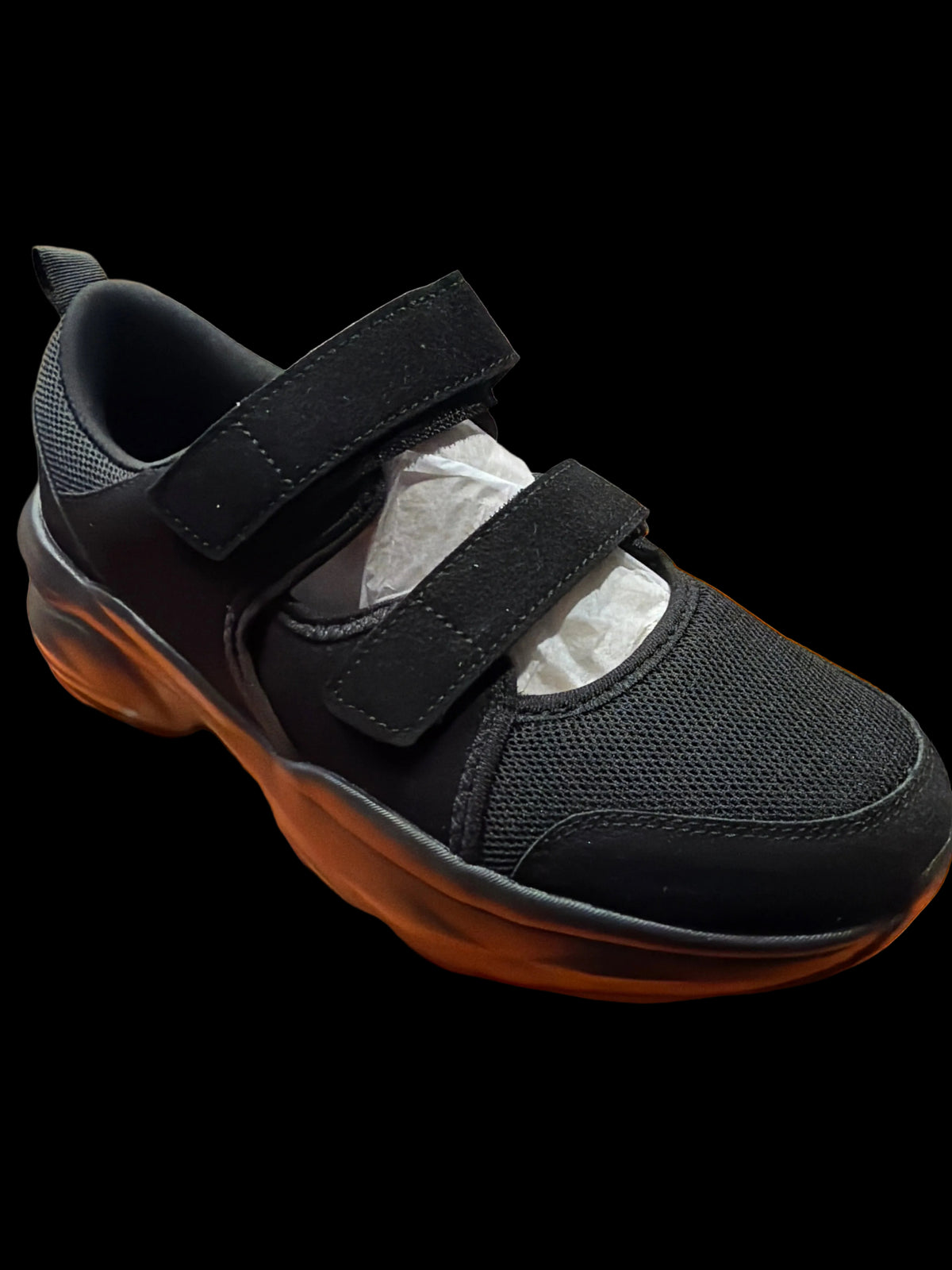 Women’s Black Dual-Strap Chunky Comfort Sneakers