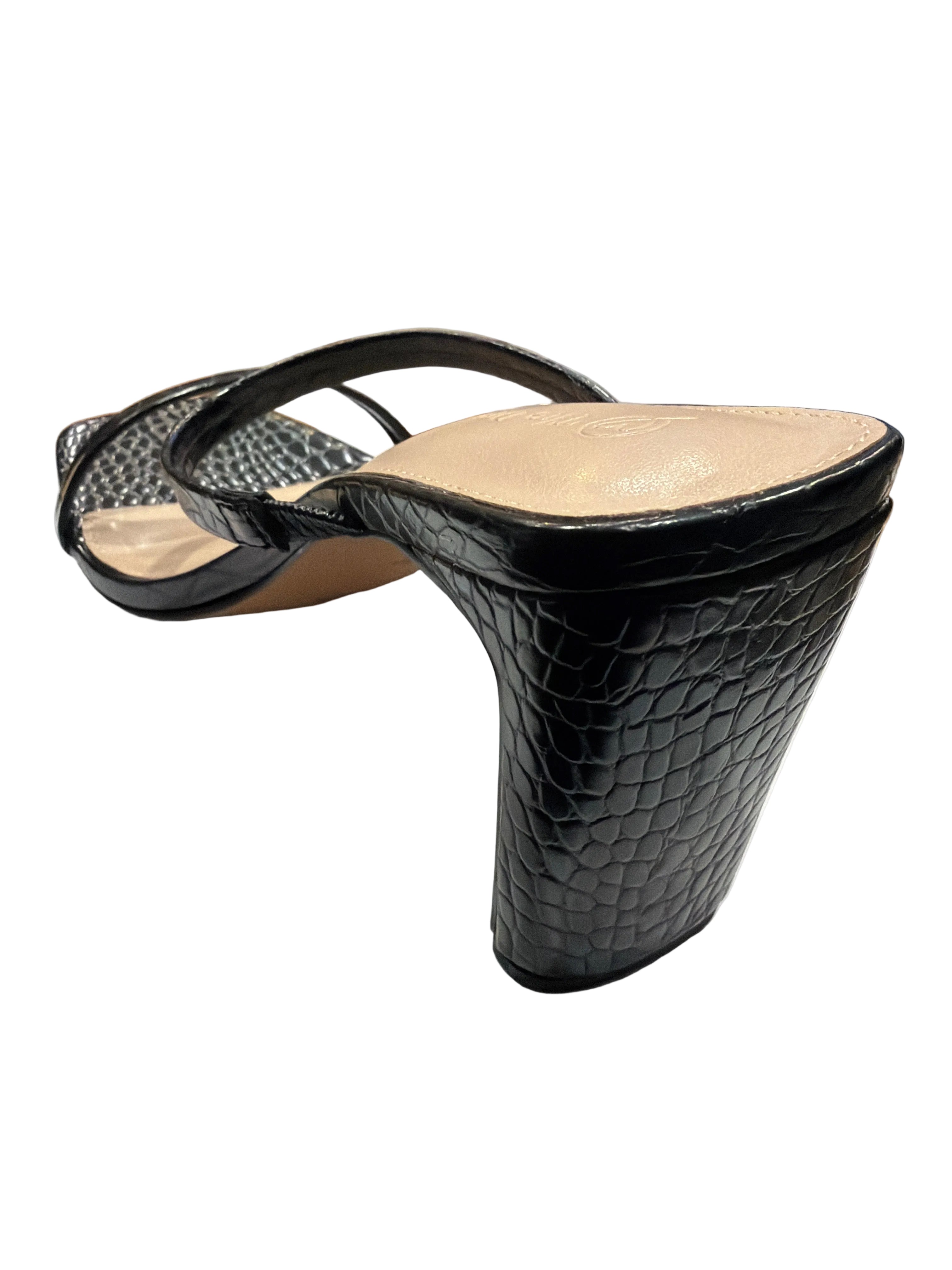 The Drop Women’s Black Croc-Embossed Strappy Heel