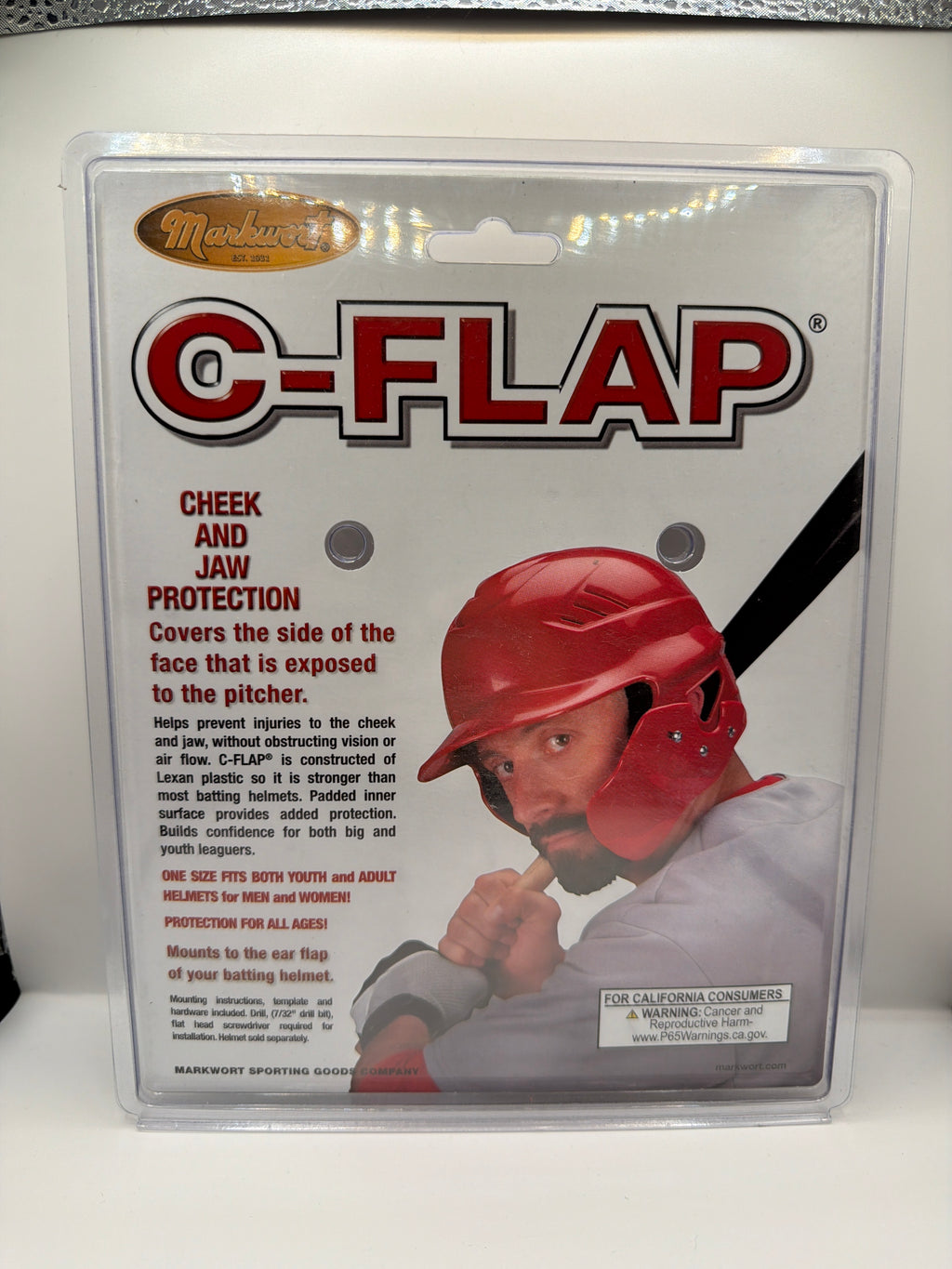 Markwort C-FLAP Baseball/Softball Batting Helmet Cheek & Jaw Guard