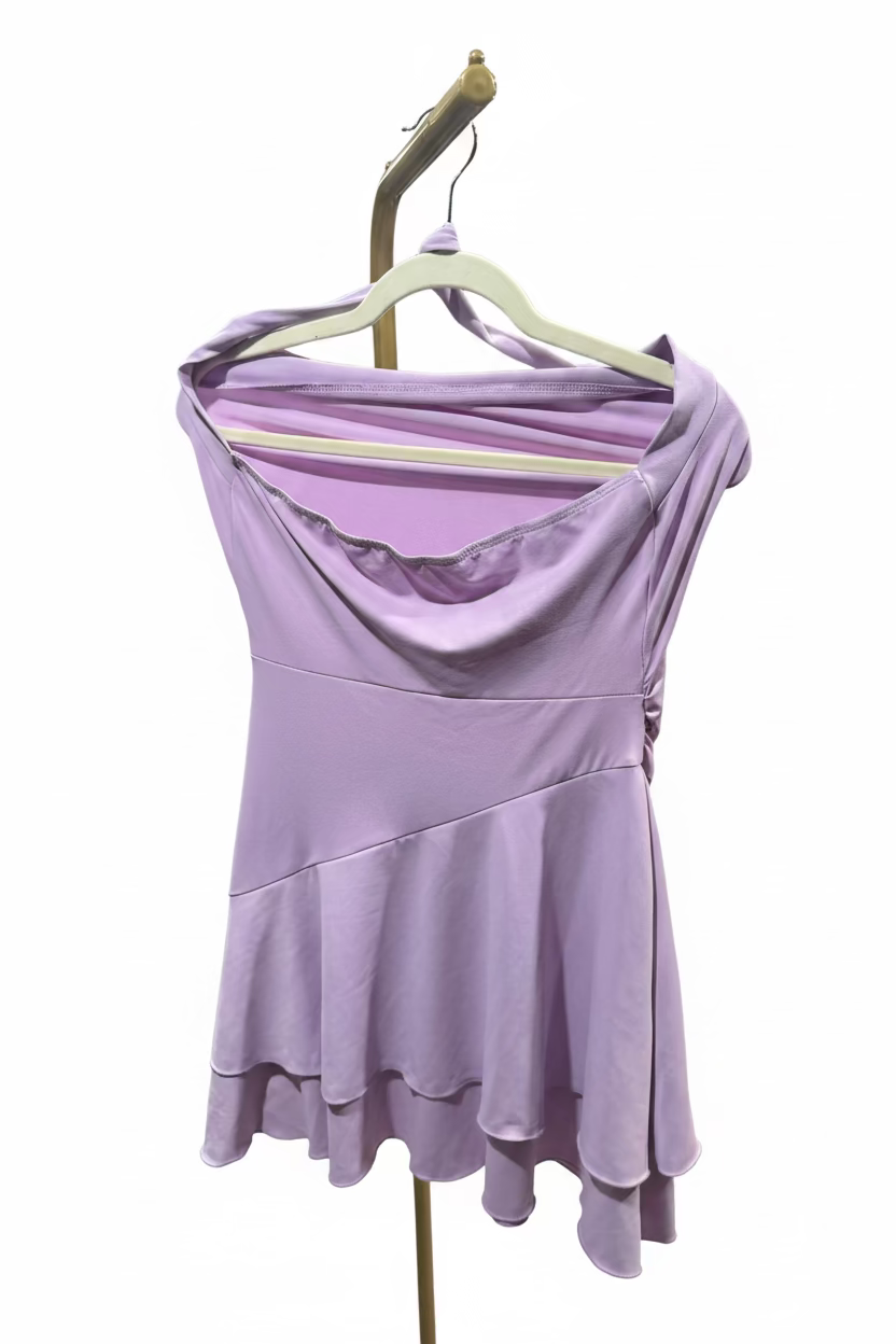 Women’s Lavender One-Shoulder Tiered-Ruffle Mini Dress