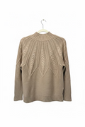 Women’s Taupe Cable-Knit Mock-Neck Sweater