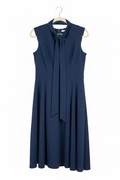 DRESSTELLS Women’s Navy Tie-Neck Fit-and-Flare Midi Dress – Size Large