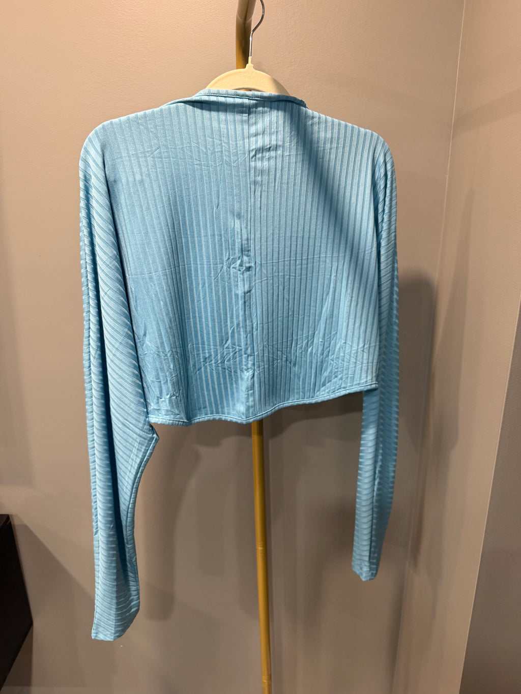 Women’s Light-Blue Ribbed Jumpsuit and Shrug Two-Piece Set – Size XL