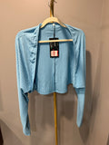 Women’s Light-Blue Ribbed Jumpsuit and Shrug Two-Piece Set – Size XL