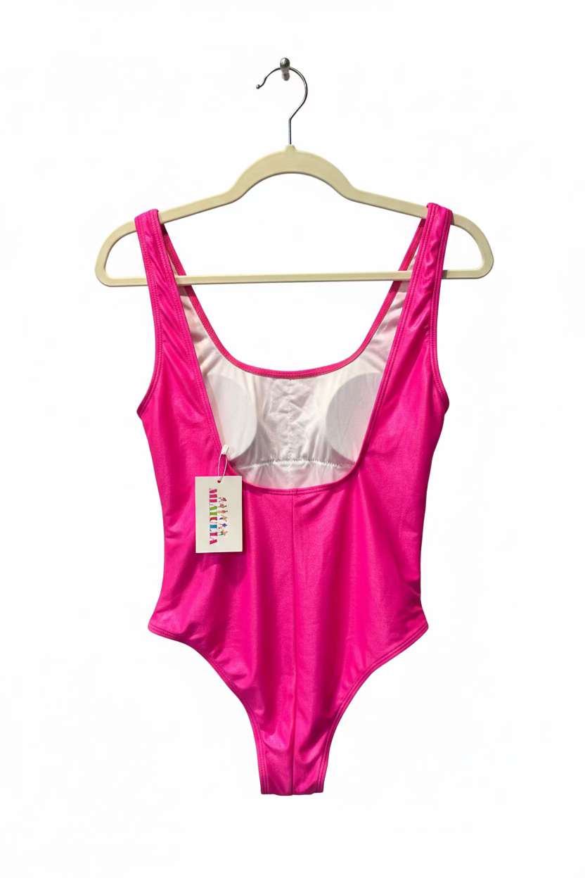 Women’s Hot-Pink One-Piece Swimsuit with Padded Cups