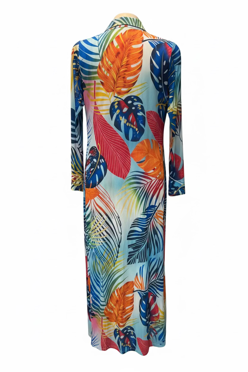 Women’s Colorful Tropical-Print Maxi Duster Cover-Up