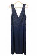 Women’s Navy Blue Lace and Satin Maxi Nightgown