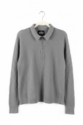 Hollister Men’s Gray Textured Quarter-Zip Polo Sweater