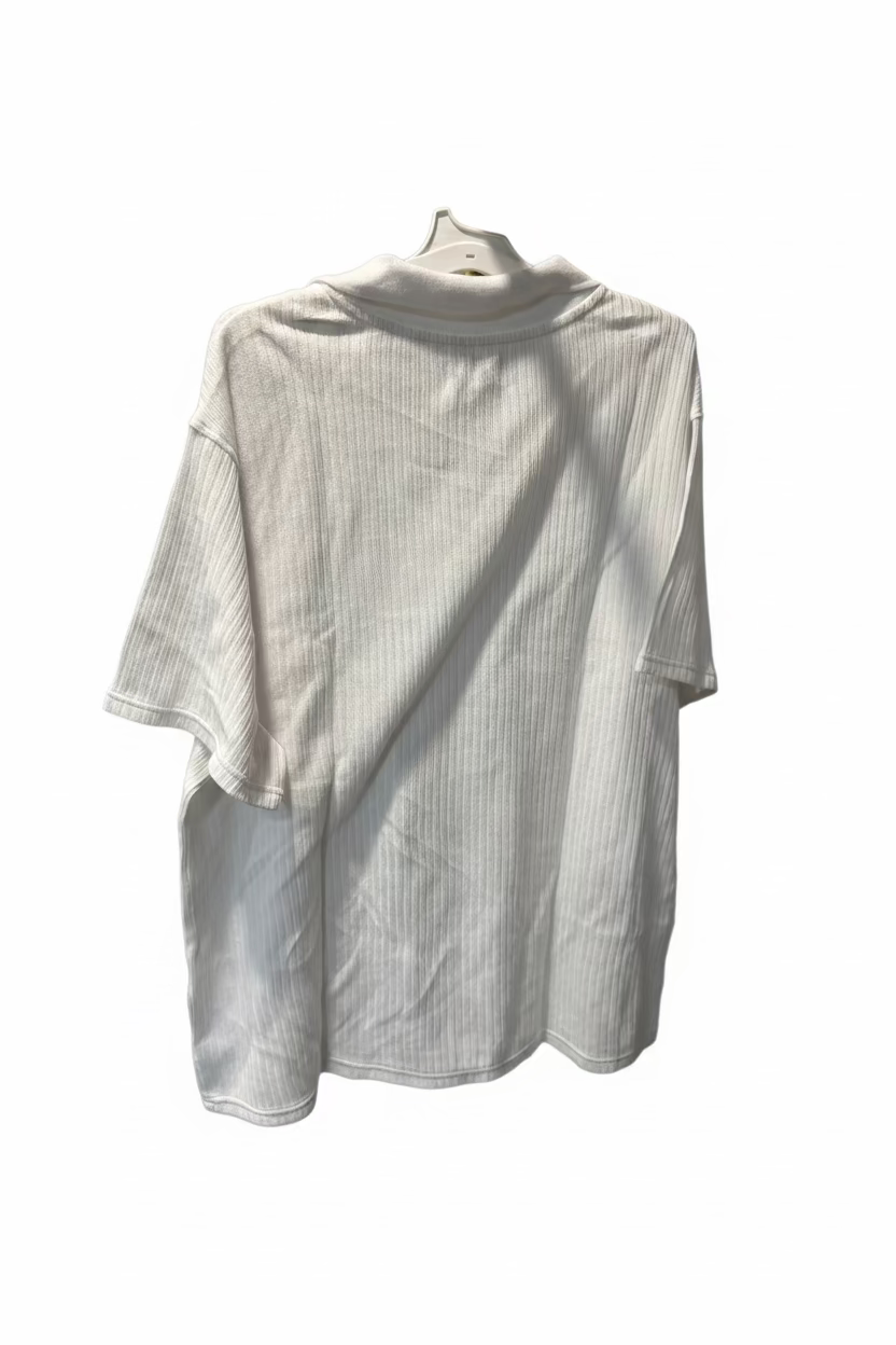 Goodfellow & Co Men’s White Ribbed Open-Collar Polo Shirt – Size XXL