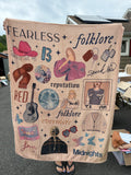 Taylor Swift Inspired Eras Album Collage Plush Throw Blanket 50” x 60”